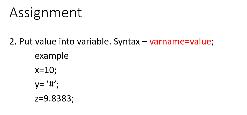 variable assignment rule