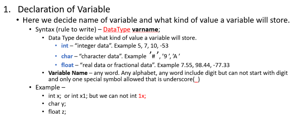 Variable – Practicise