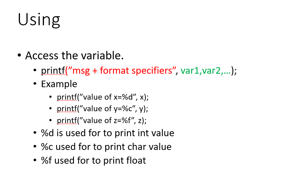 variable using