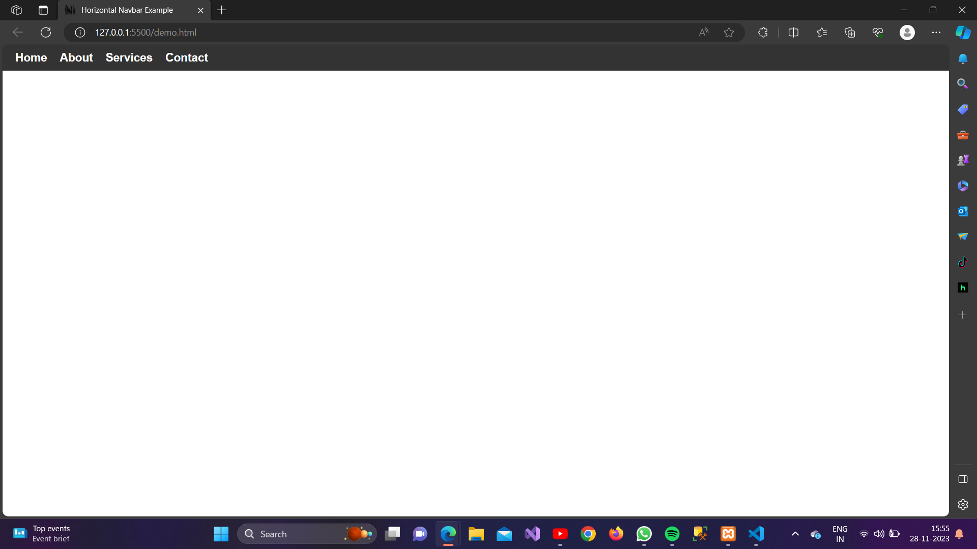 Horizontal NavBar Practicise
