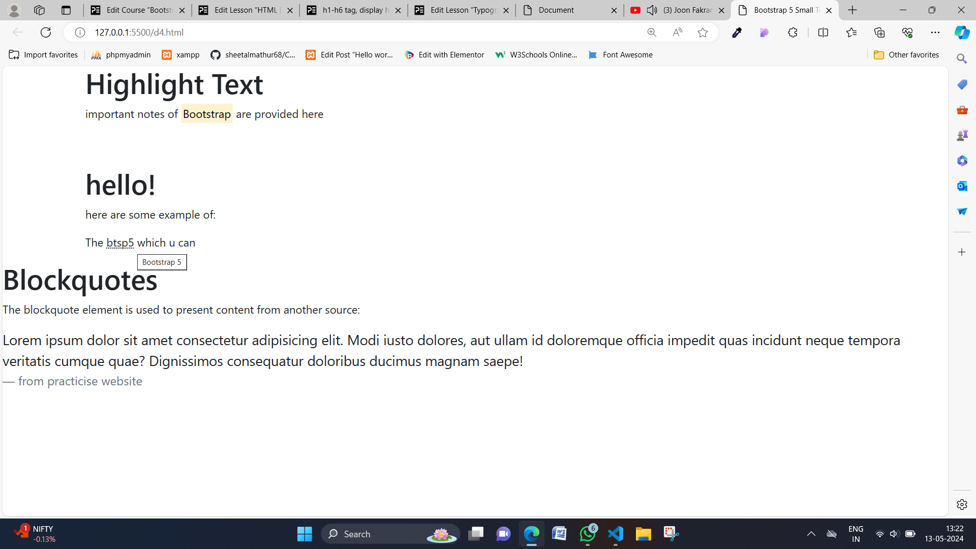 HTML Elements - Practicise